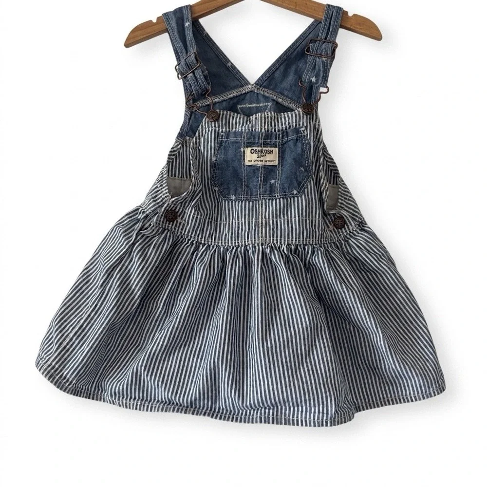 OshKosh Bgosh Baby Overalls Dress Pinstripe Stars Blue Size 24 Month Cottage